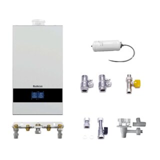 Buderus 
GB172i.2-24 kW T50 Gas-Brennwert Paket Logaplus W26, integrierter Rohwendelspeicher, Bedieneinheit BC400, Aufputz - 7739621326