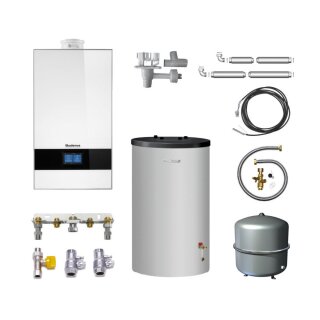 Buderus GB182i.2-20 kW WH Gas-Brennwert Paket Logaplus W42, Warmwasserspeicher 
S120, Bedieneinheit BC400, weiß - 7739621360