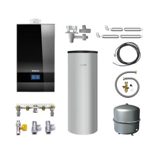 Buderus GB182i.2-25 kW H Gas-Brennwert Paket Logaplus W42, Warmwasserspeicher 
SU200, Bedieneinheit BC400, schwarz - 7739621371