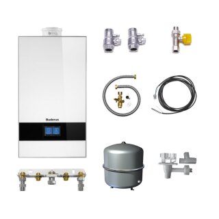 Buderus GB182i.2-20 kW W H Gas-Brennwert Paket Logaplus W42S, Bedieneinheit 
BC400, Warmwasserfühler, weiß - 7739621374