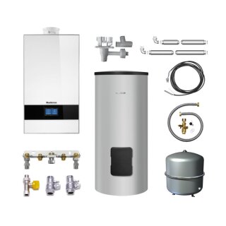 Buderus GB182i.2-45 kW WH Gas-Brennwert Paket Logaplus W42, Warmwasserspeicher SU300, Bedieneinheit BC400, 1 Heizkreis, weiß - 7739621382