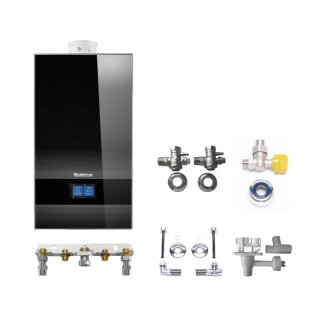 Buderus GB182i.2-20 kW KDH Gas-Brennwert Paket Logaplus W43, integrierter Durchlauferhitzer, Bedieneinheit 
BC400, Unterputz, schwarz - 7739621385