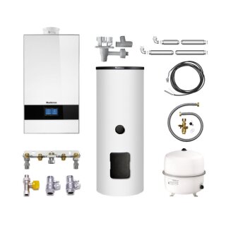 Buderus GB182i.2-20 kW WH Gas-Brennwert Paket Logaplus W46S, bivalenter Warmwasserspeicher 
SM310, Bedieneinheit BC400, weiß - 7739621388