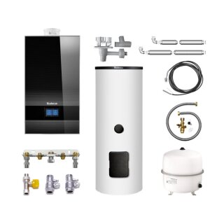 Buderus GB182i.2-20 kW H Gas-Brennwert Paket Logaplus W46S, bivalenter Warmwasserspeicher 
SM310, Bedieneinheit BC400, schwarz - 7739621389 