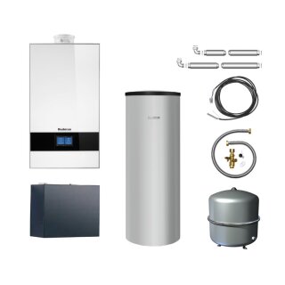 Buderus GB182i.2-20 kW WH Gas-Brennwert Paket Logaplus W49, Hydraulikbox 
MS100, Warmwasserspeicher SU200, Bedieneinheit BC400, weiß - 7739621402