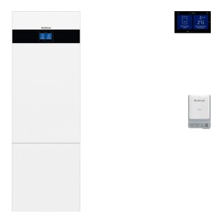 Buderus Luft-Wasser-Wärmepumpe Logatherm WLW186i-12 T180 W monoenergetische Inneneinheit mit integr. emaillierten Warmwasserspeicher 180L, Pufferspeicher 16L, Funkmodul MX400, weiß - 8738212426