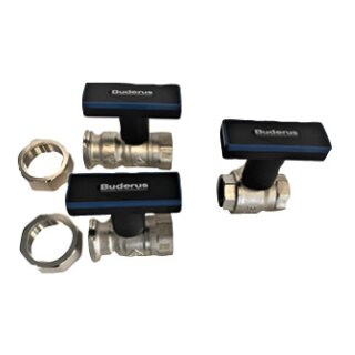 Buderus Logafix Pumpenkugelhahn-Set DN32 für Vor- Rücklauf inkl. Kugelhahn 1 1/4", 1 Stück (1 Set) - 7739622300