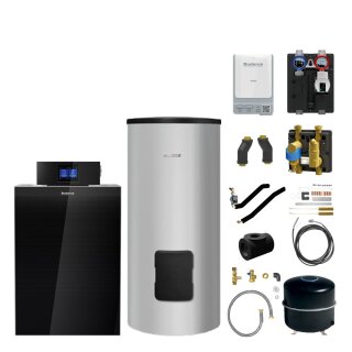Buderus KB195i.2-25 kW Öl-Brennwertkessel-Paket Logaplus K80, Blaubrenner BZ1.1, WW-Speicher SU300.5 S-C, Heizkreis-Set HS25/6 BU (ungemischt), Abscheidergruppe MSL25, Regelgerät IMC120, Bedieneinheit BC400, Funkmodul MX400 - 7739622685