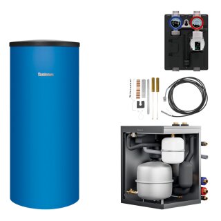 Buderus Logaplus Modul-Paket HB120 mit nebenstehenden Speicher und Heizkreis-Set bestehend aus: Hydraulikbox HB120, Speicher SU200.5, Heizkreis-Set HS25/4 bis 22 kW - 7739623346